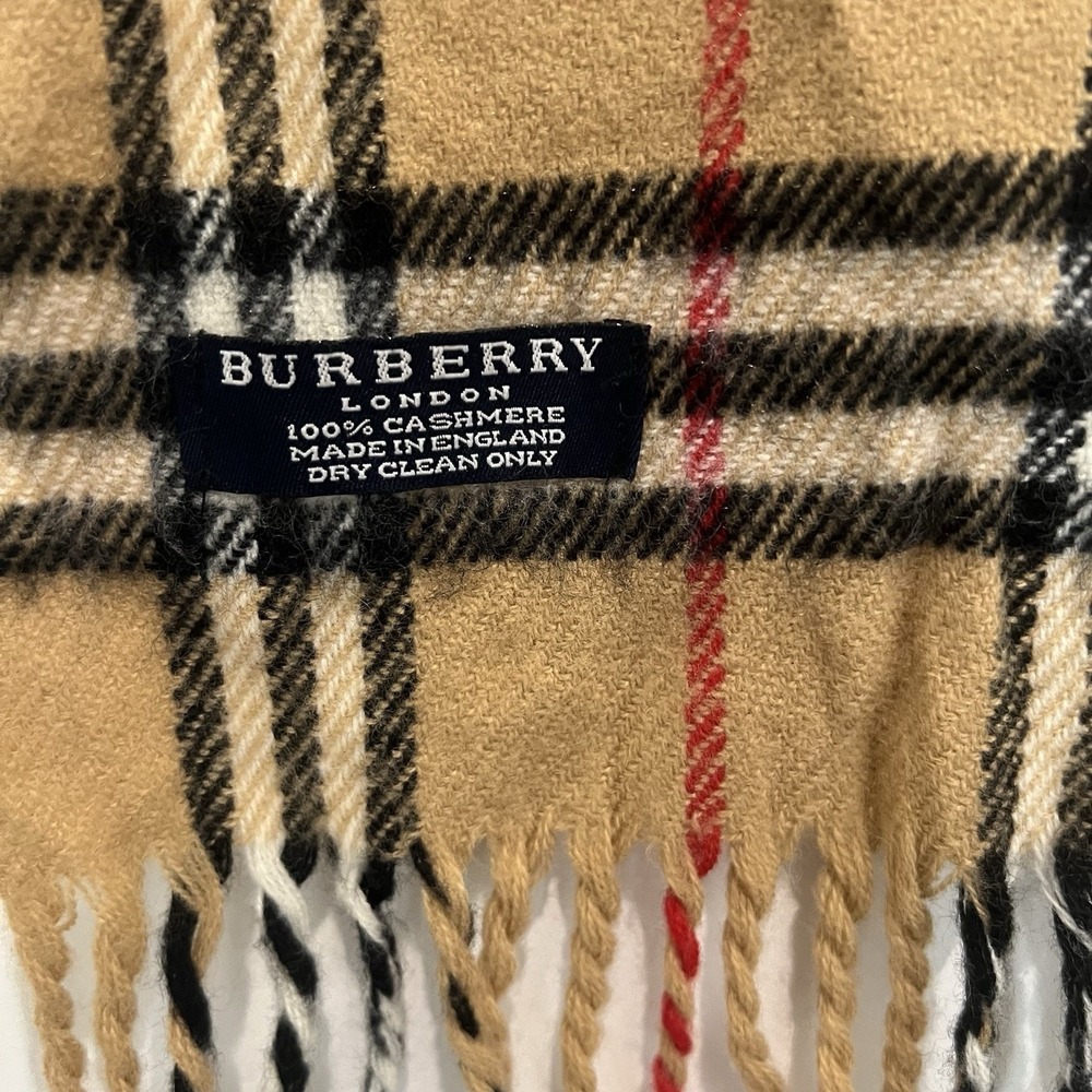 Burberry 100% Cashmere Nova Check Scarf Camel Plaid Made in England London 2000s - Picture 2 of 8